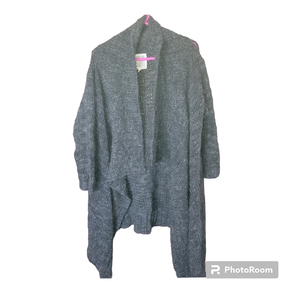 Dark Gray Ruehl Open Cardigan M/L Alpaca, Wool Blend